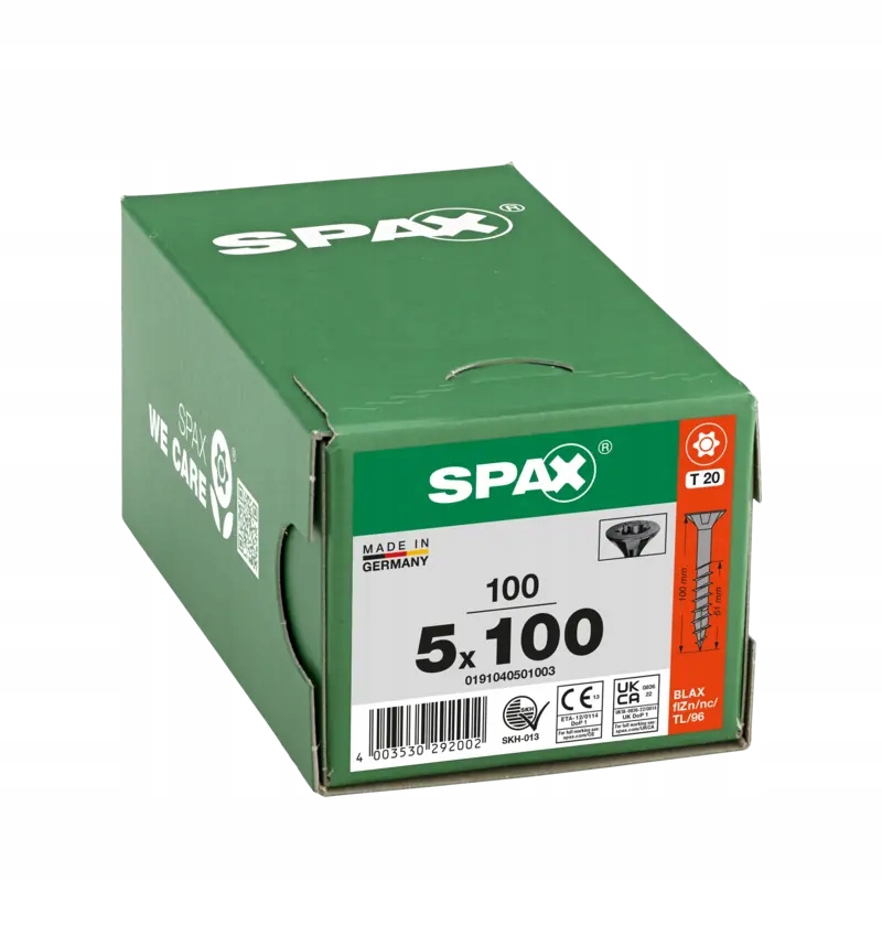 Vruty do dřeva Spax 5x100 mm torx, neúplný závit, kuželová hlava, černé 100 ks