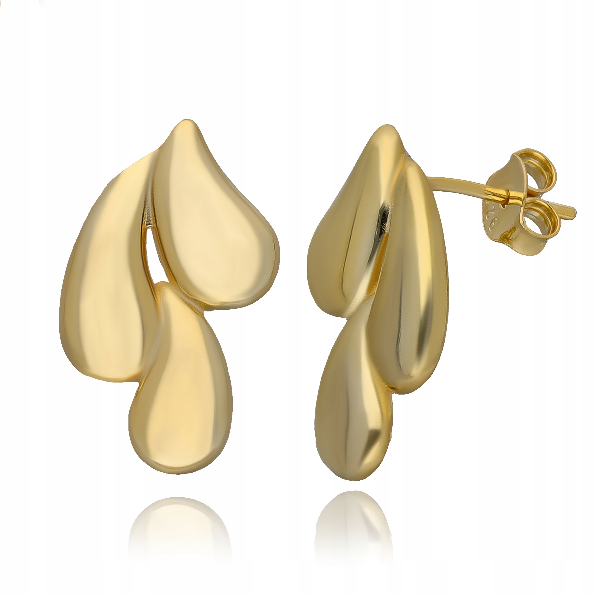 Stříbrné Pozlacené Náušnice S Kapkami Slzy Na Tyči