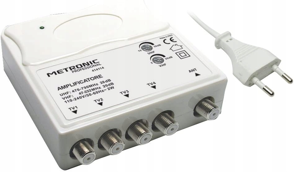 Wzmacniacz TV Metronic 414114 z filtrem LTE, biały