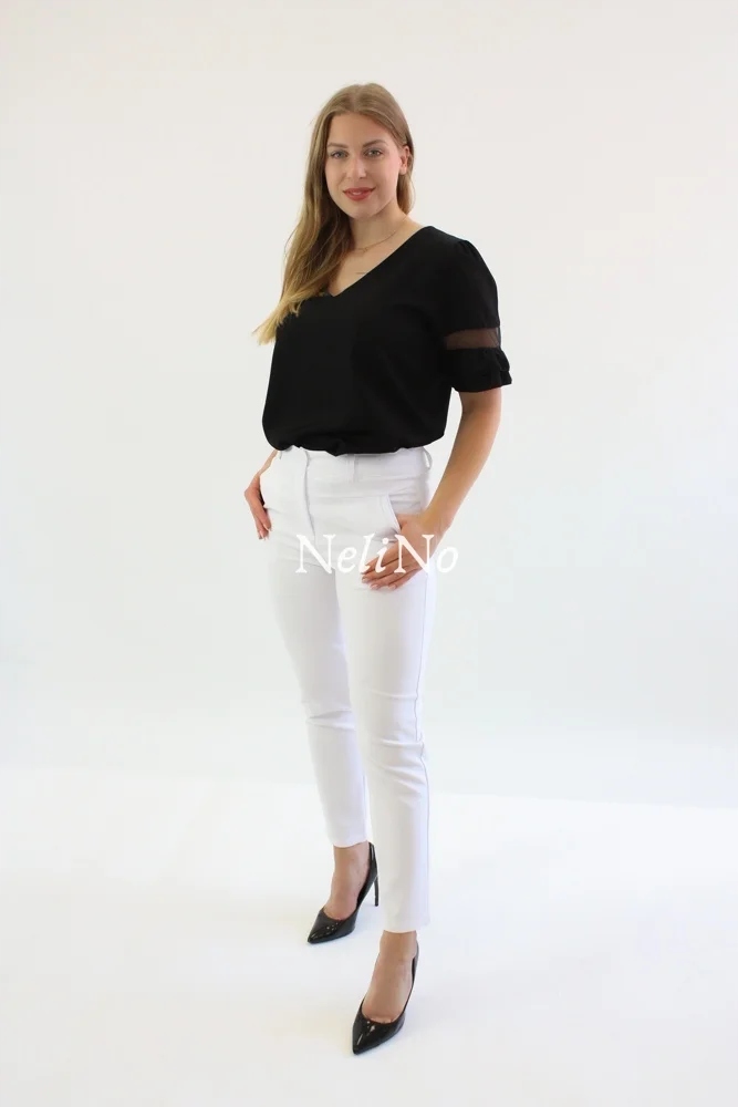 Elegantní kalhoty s kapsami Bílé 40