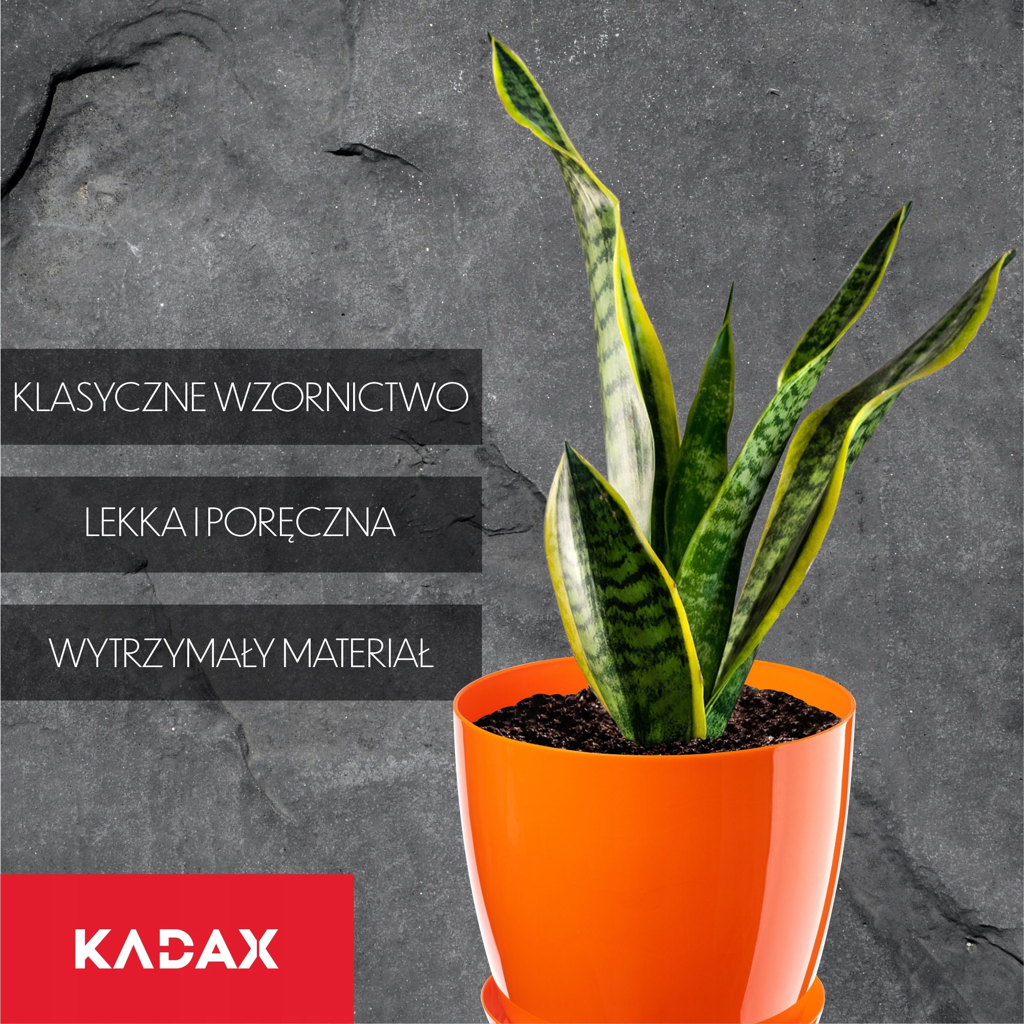 DONICZKA Z PODSTAWKĄ PLASTIKOWA OSŁONKA DONICA 18cm POMARAŃCZOWA KADAX Wysokość produktu 16 cm