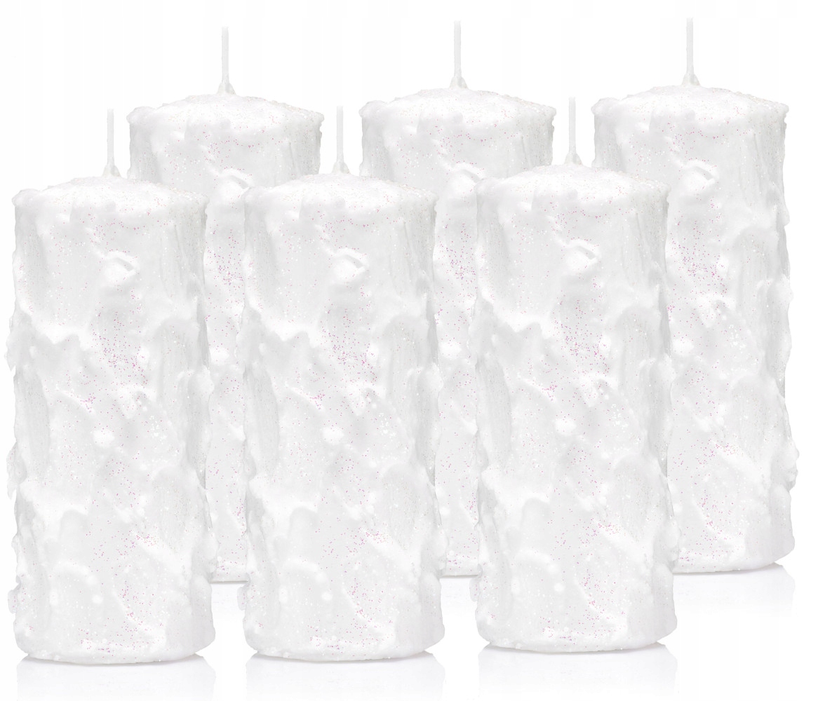Bílé svíčky 15/7 cm sněhové vločky bílé svíčky 6 ks