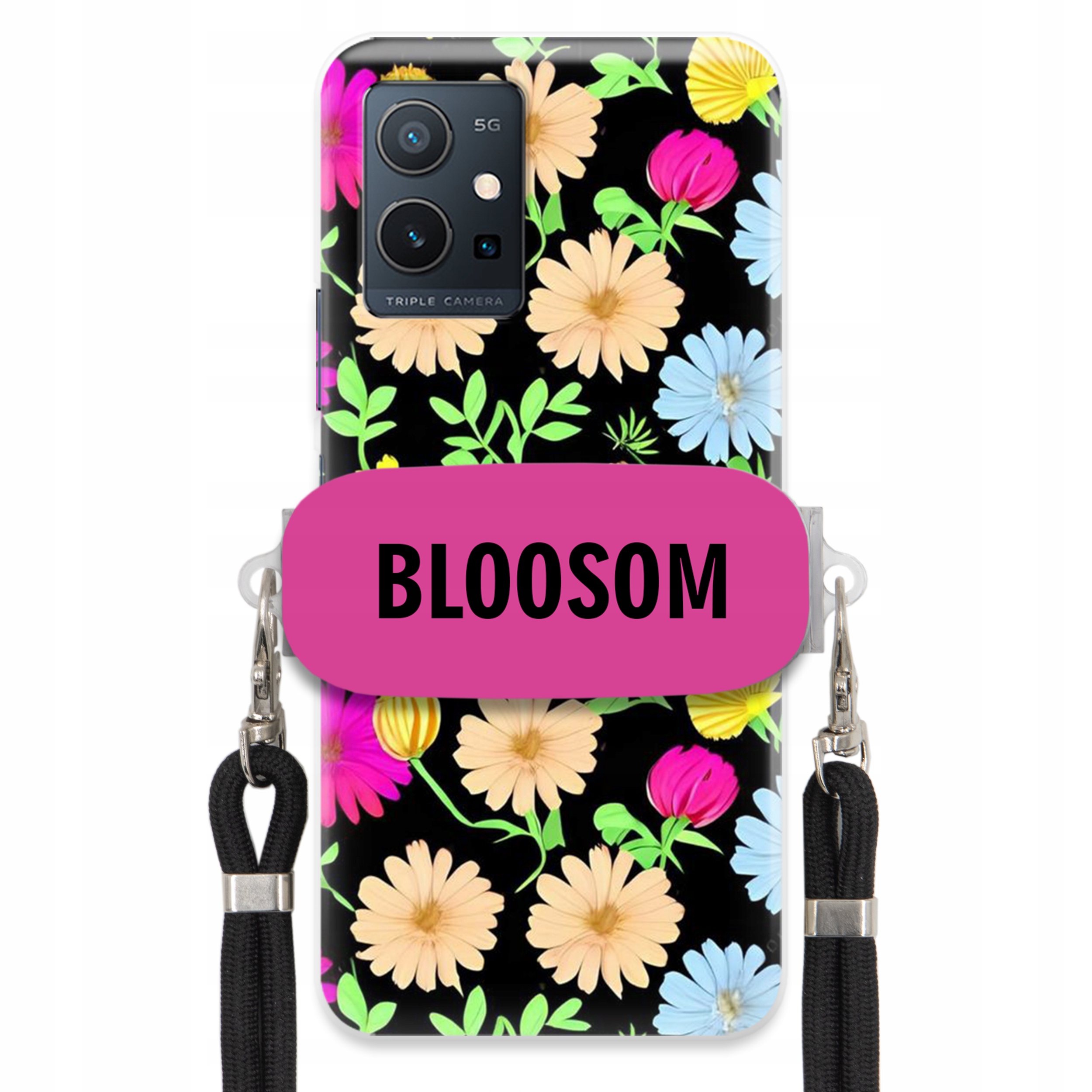 Pouzdro Držák Crossbody pro Vivo Y55 5G Kryt Case Květiny Bloosom Flower