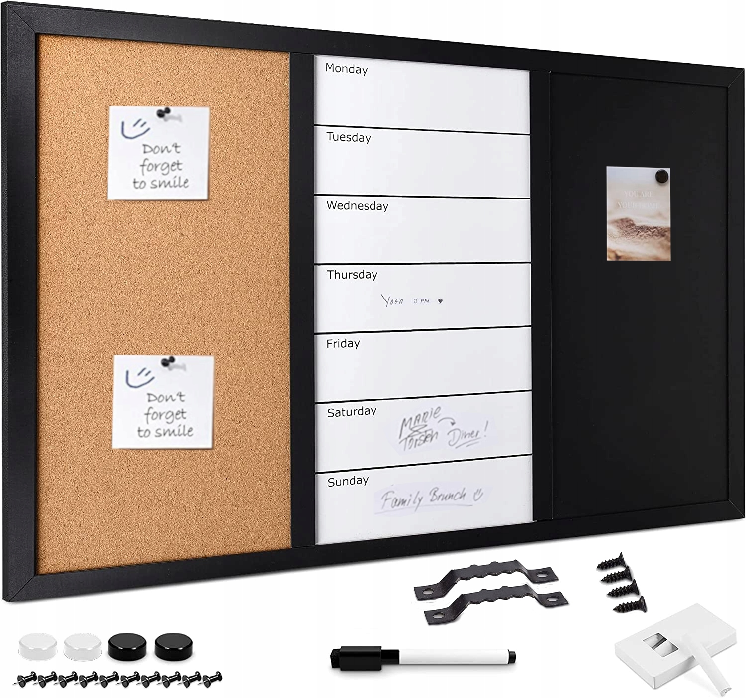 MAGNETYCZNA TABLICA KREDOWA KORKOWA 3w1 rozm 70 x 50