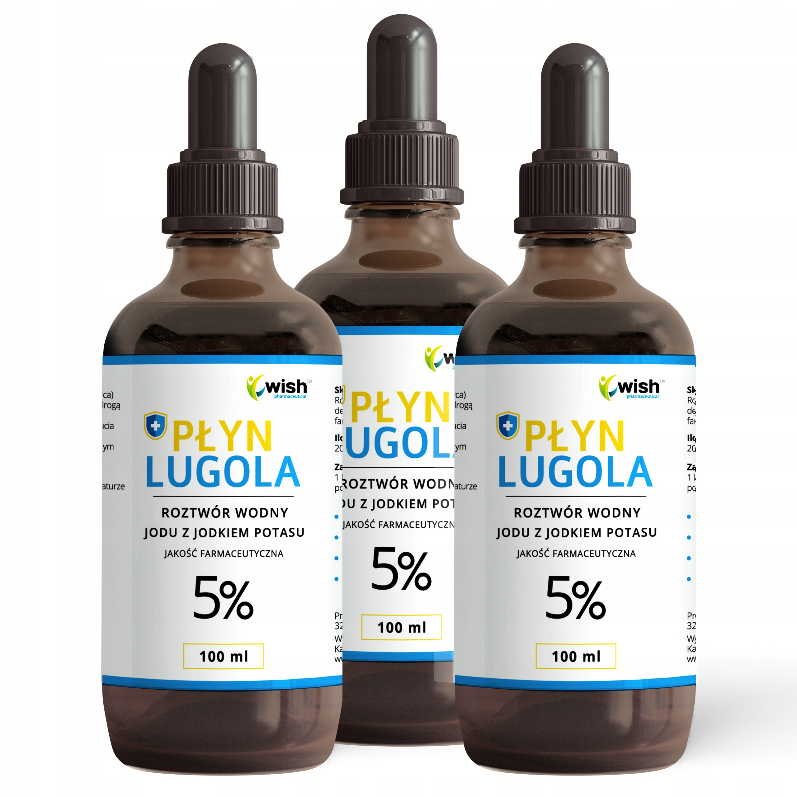 

Płyn Lugola 5% jod jodek potasu Czysty jod 3x100ml