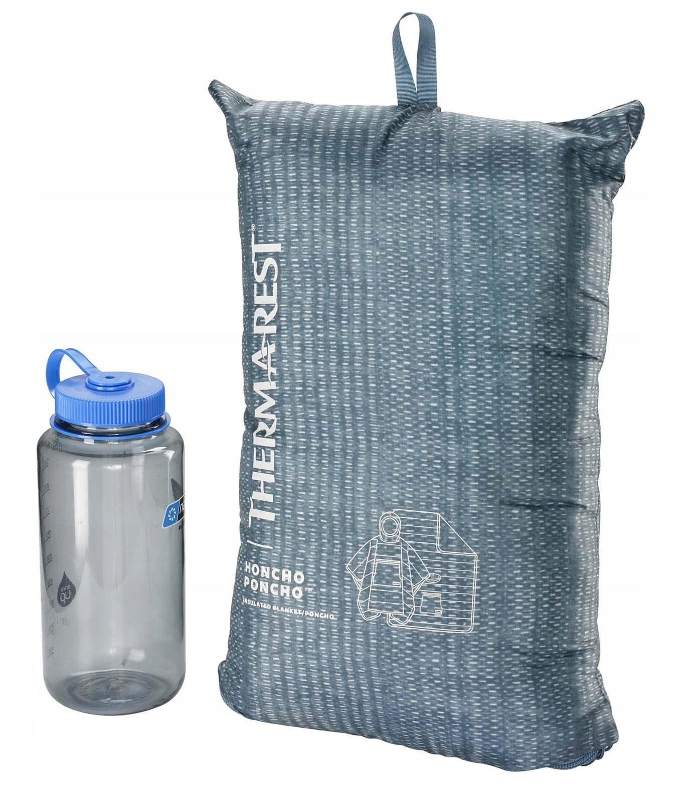 THERM-A-REST Honcho Poncho Przenośny Koc Z Kapturem Niebieski Wzór — miniatura 5