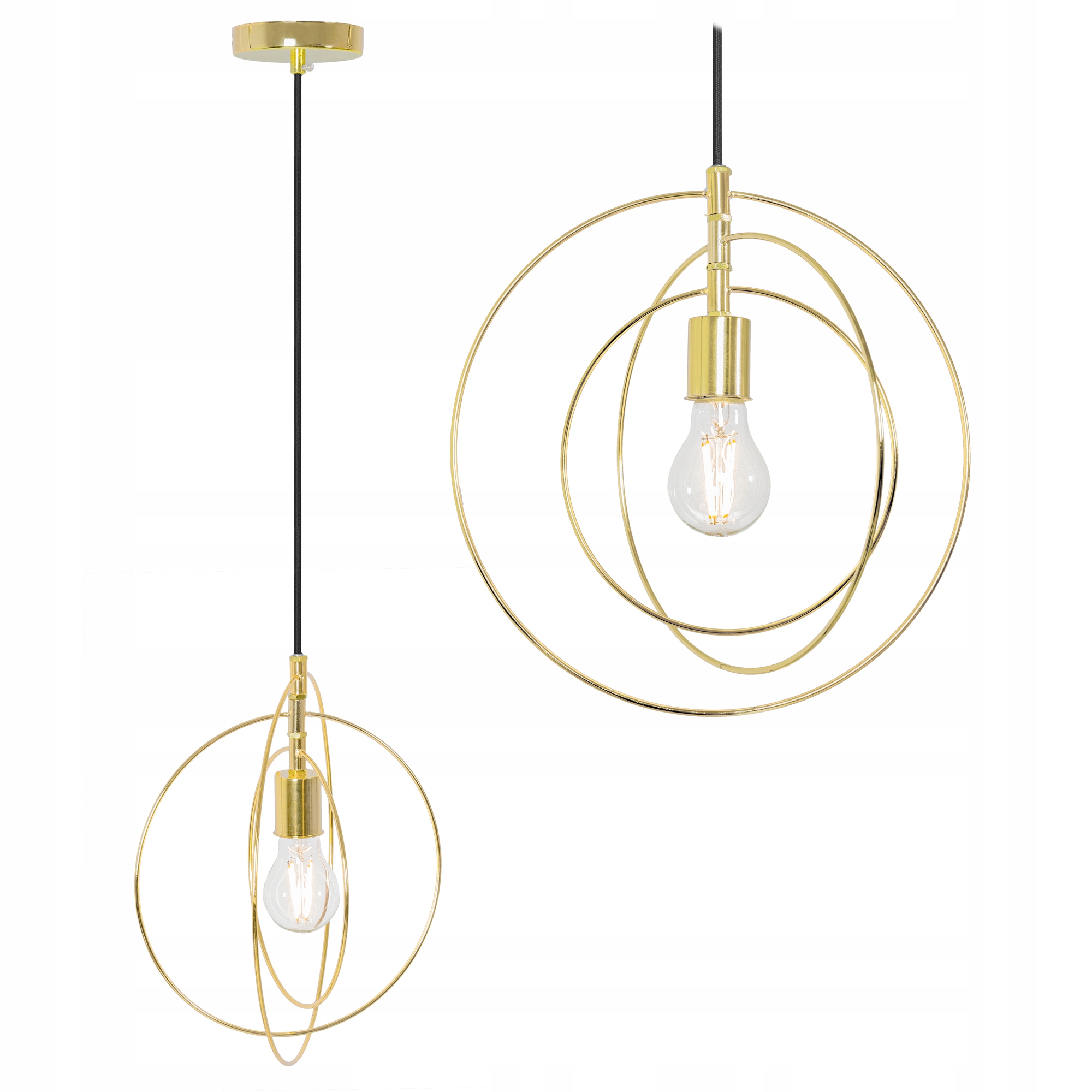 

Lampa Sufitowa Metalowa Złote Okręgi Pierścieniowa