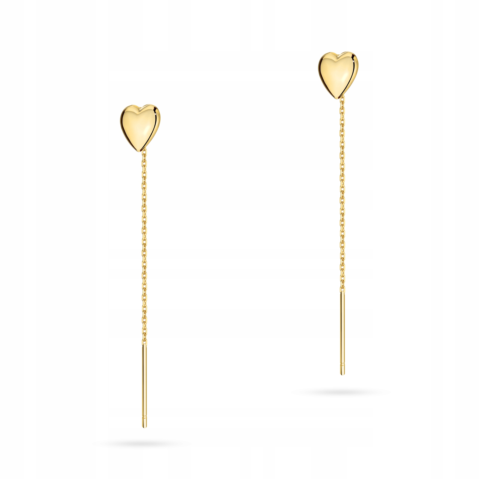 Złote Kolczyki Damskie pr. 375 9k Wiszące Przewlekane Gładkie Serca