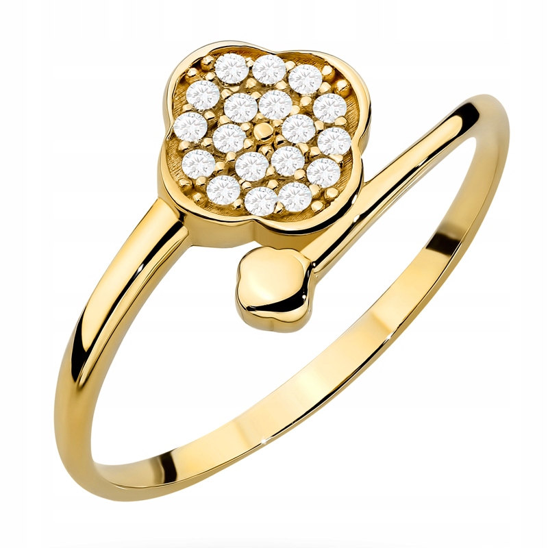 Zlatý Prsten Dámský Prstýnek 585 Čtyřlístek s kubickým zirkonem vel. 14k