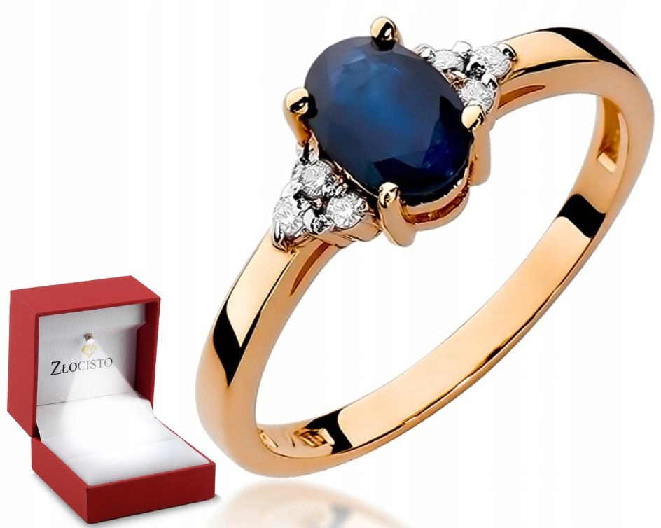 Růžové zlato Prstýnek Safír Brilianty 585