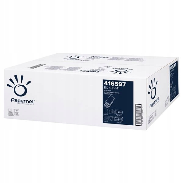 Skládané papírové ručníky Papernet 2vrstvé, bílé, 20 x 150 ks