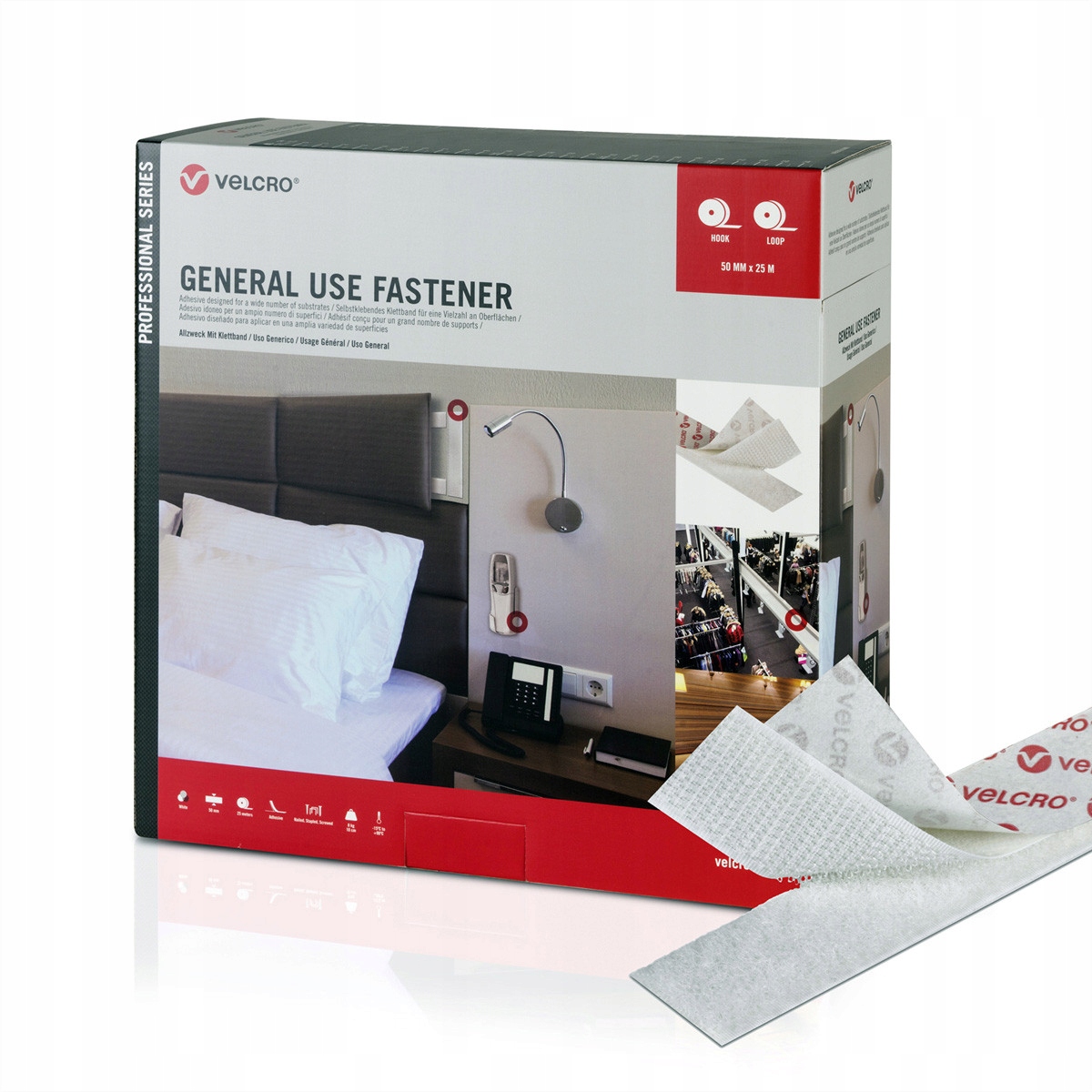 Velcro Páska na suchý zip všeobecného použití 50mm 5m bílá