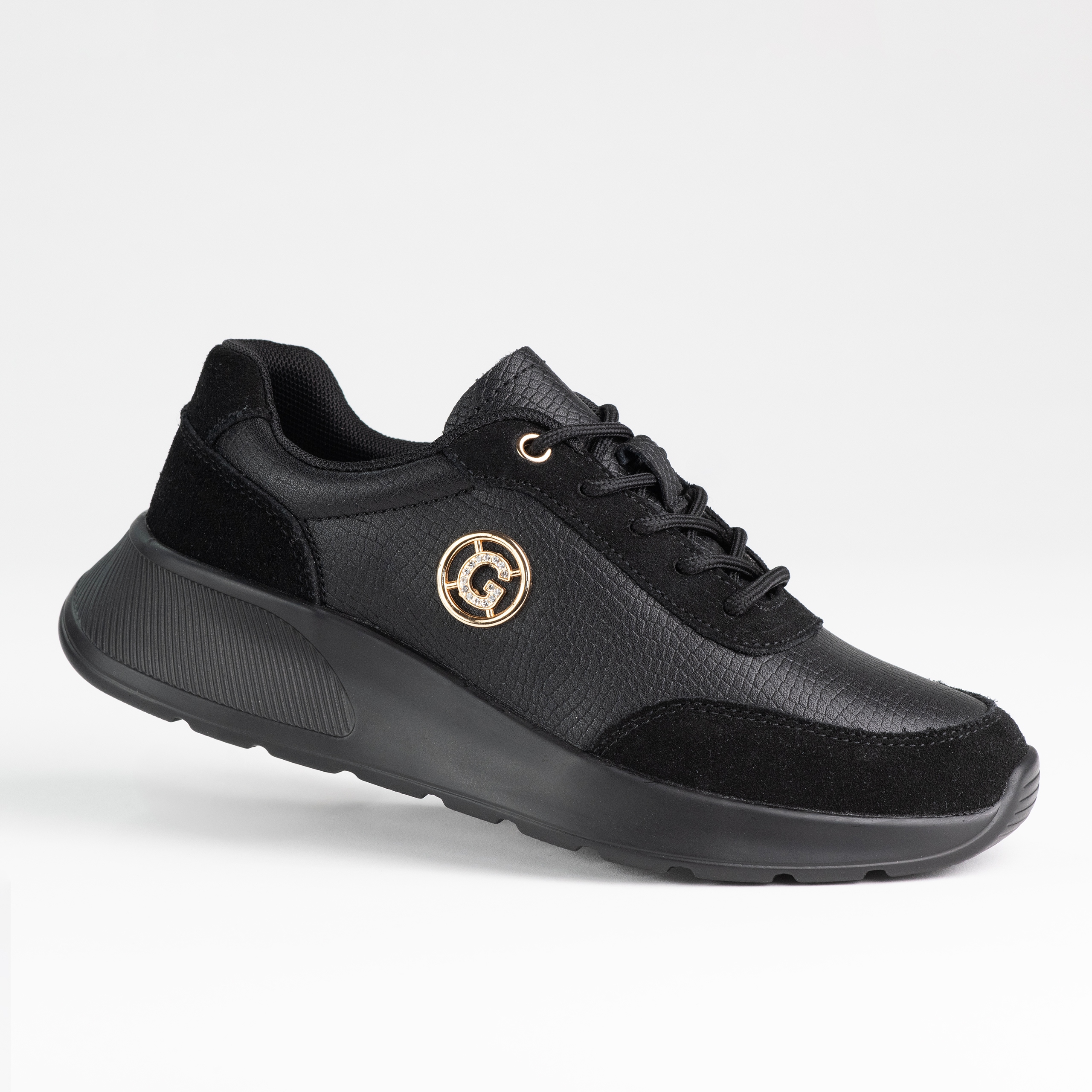 Dámské kožené polobotky Goodin GD-XF-191 semiš logo lehká klasika černé 38