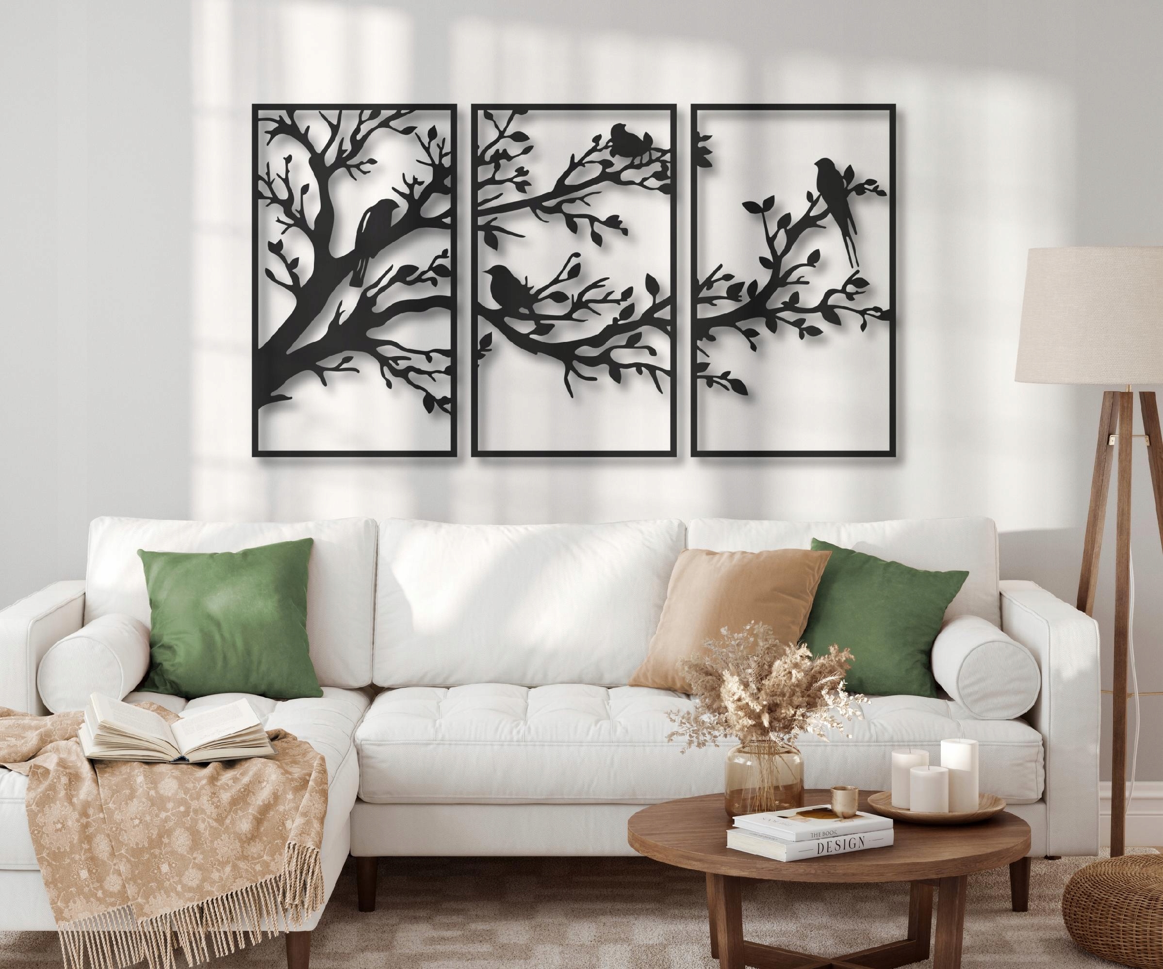OBRAZ AŻUROWY OBRAZY DO SALONU DRZEWO DEKORACJA TRYPTYK OZDOBA ŚCIENNA 3d Materiał wykonania płyta HDF
