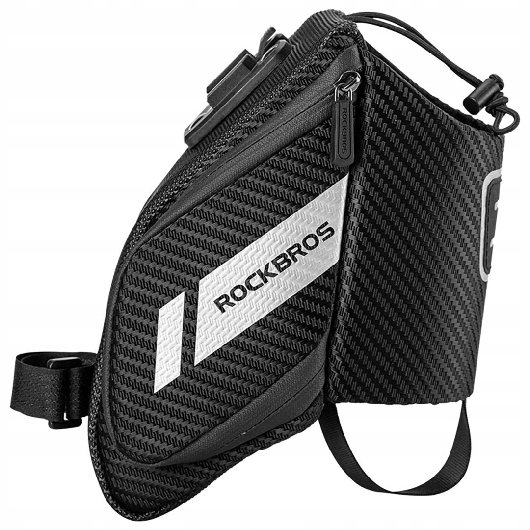 Torba rowerowa pod siodełko z kieszonką na butelkę bidon 1.5l czarna Rock