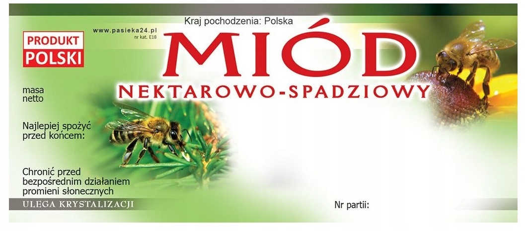 

Etykieta naklejka miód 116x50 Nektarowo-Spadziowy
