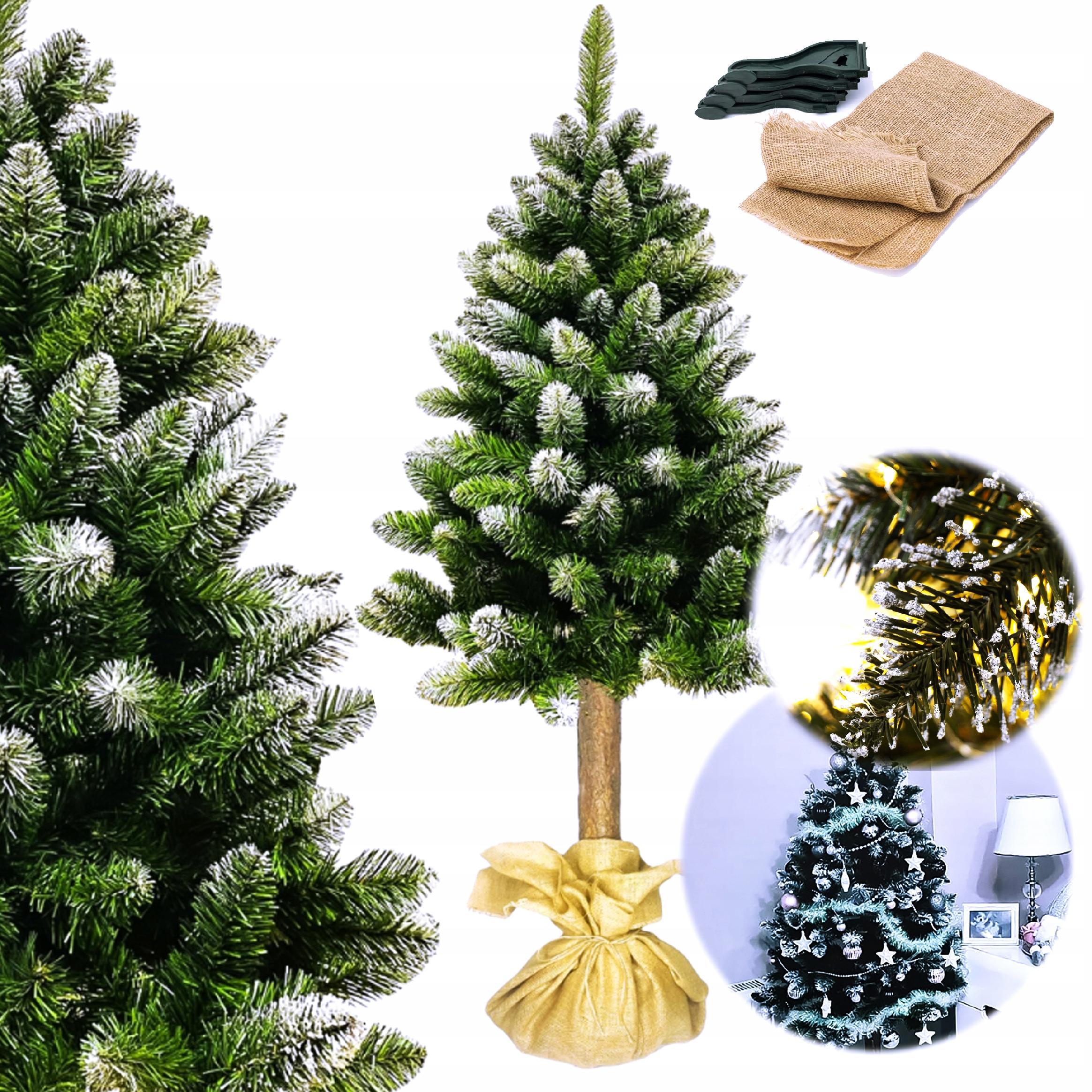 Umělý Vánoční Stromeček Na Kmeni Borovice 180 cm Hustá Zasněžená Jako Živá