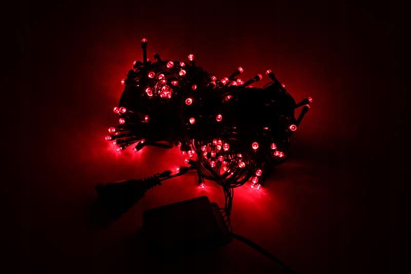 LAMPKI CHOINKOWE LED ZEWNĘTRZNE CZEROWNE 300 LED Zasilanie sieciowe