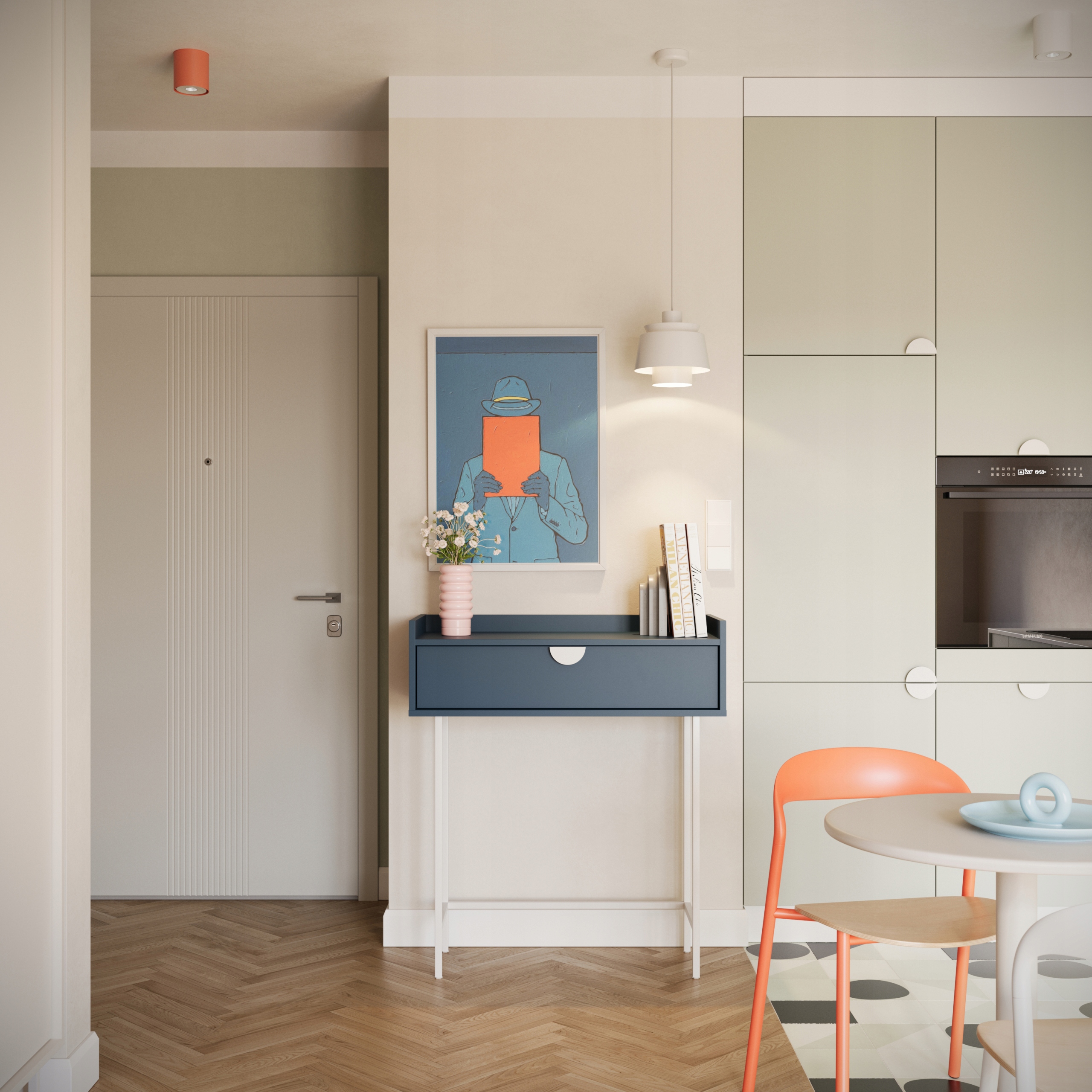 KONSOLA KOMODA POJEMNA TOALETKA SZUFLADA STALOWE NOGI RANT 70CM KS1 SIGI Marka Górna Półka