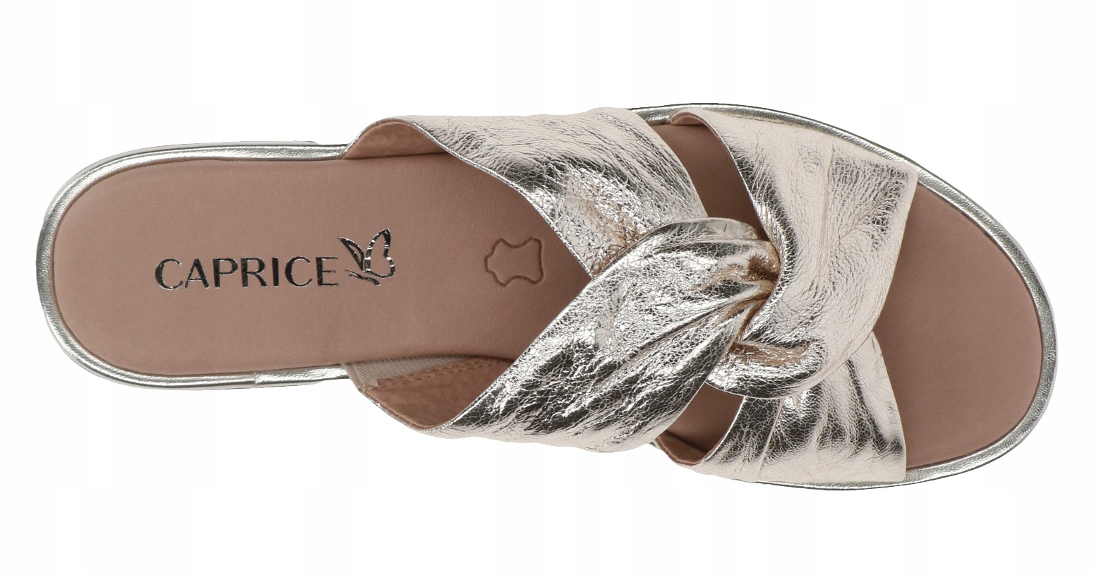 Eleganckie złote płaskie klapki Caprice skóra 41 Rozmiar 41