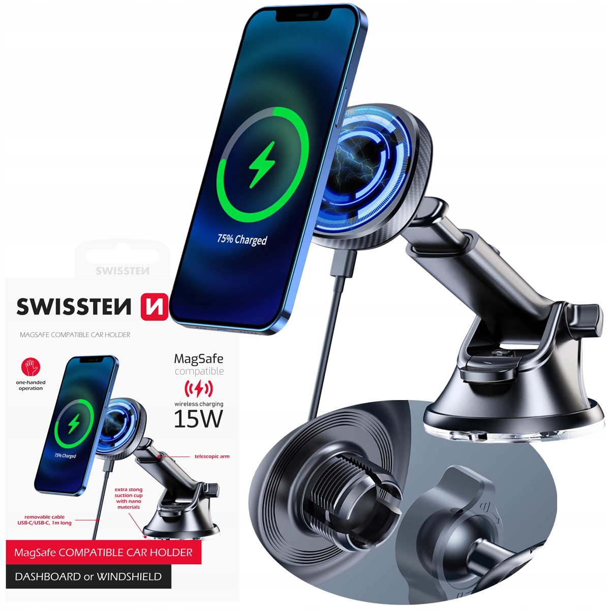 Uchwyt na przyssawkę MagSafe do iPhone SWISSTEN