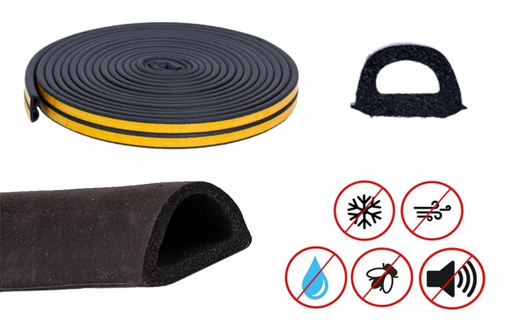 Uszczelka do okna drzwi okien futryn wygłuszająca samoprzylepna GRUBA TYP D