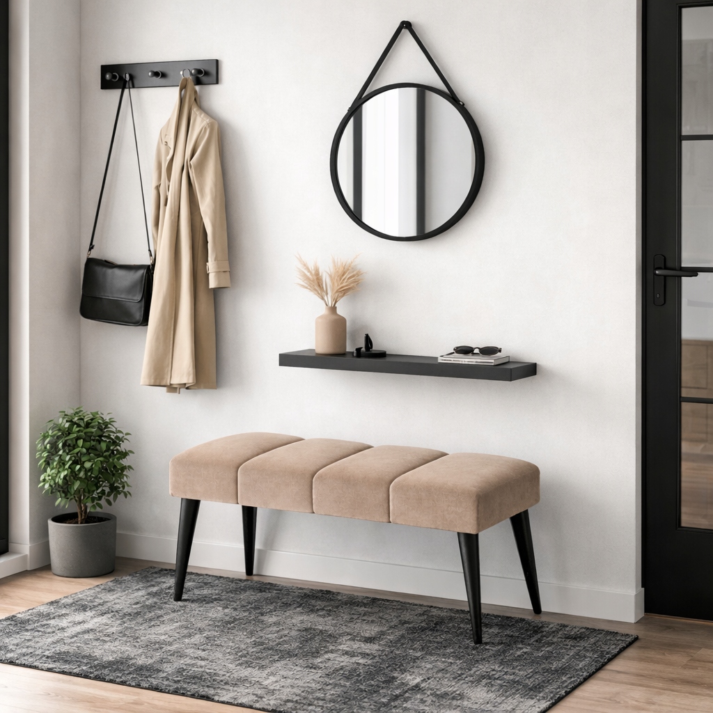 Čalúnená lavička, lavička do predsiene 60 cm, sedadlo v štýle loft