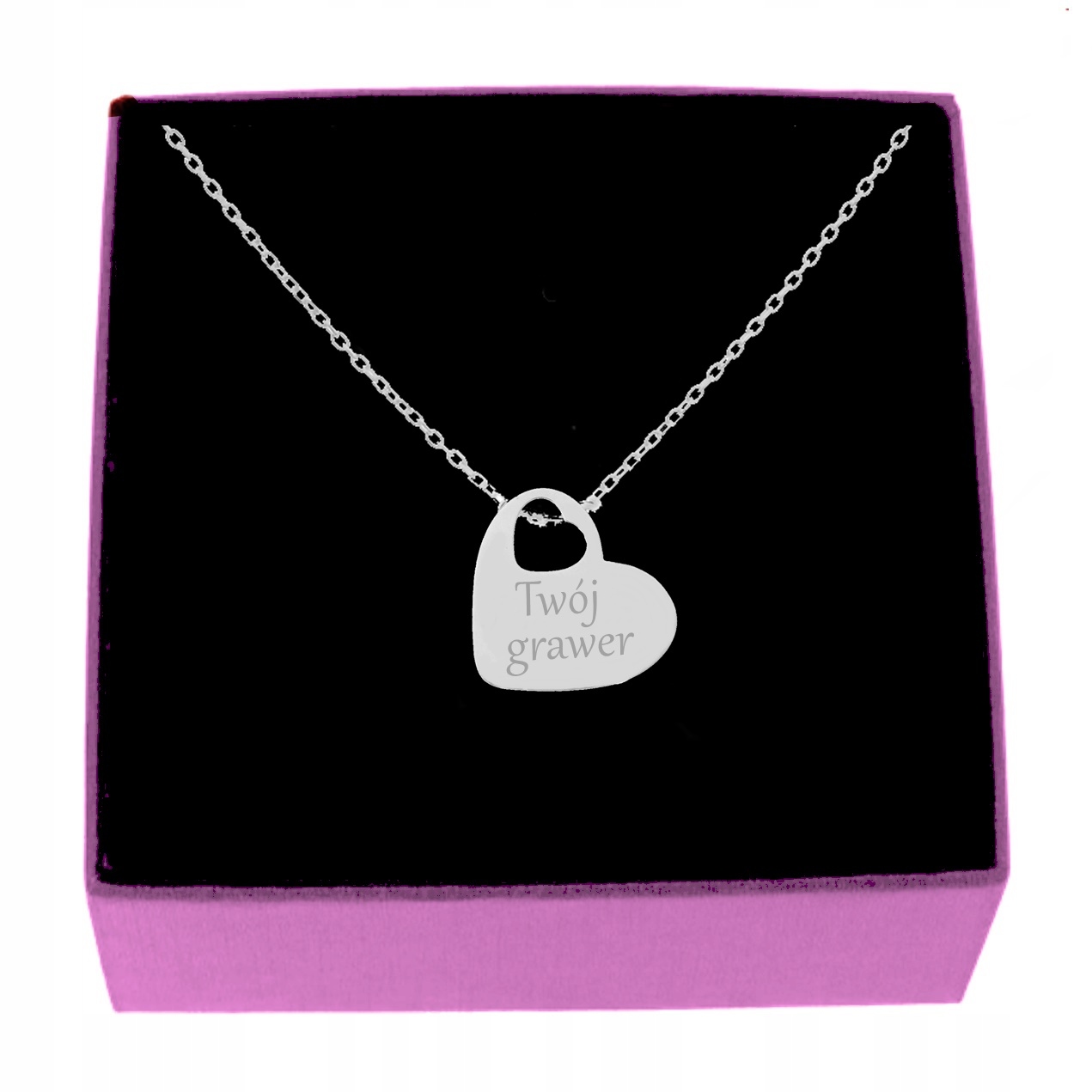 

Grawer Serce Z Sercem Naszyjnik Srebro 925