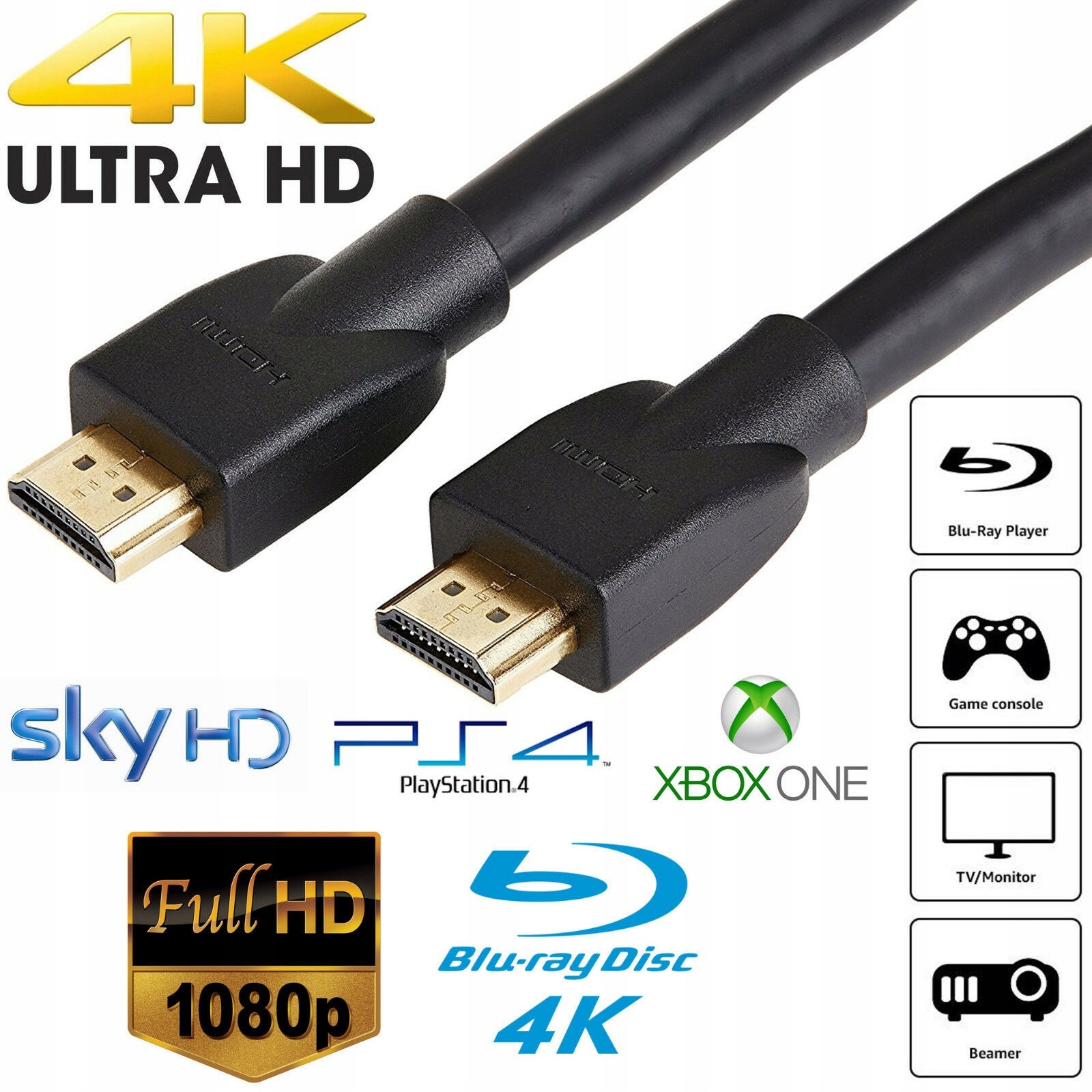 HP KABEL PRZEWÓD HDMI 4K full hd HIGH SPEED 1.8m