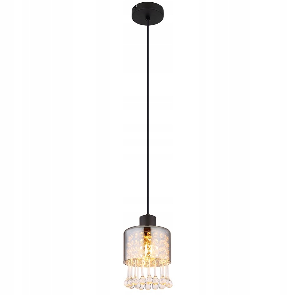 Závěsná lampa Hendry, matná černá, křišťálové sklo , Globo Lighting