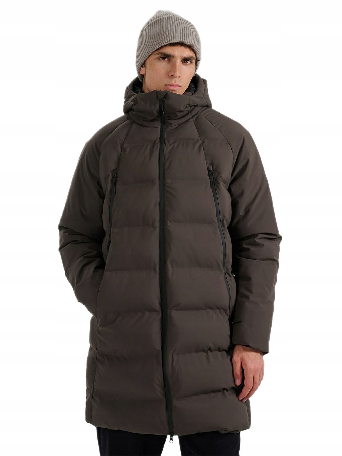 Bunda 4F Pánský Kabát S Kapucí Teplá Péřová Zateplená M0995 043S vel. XL