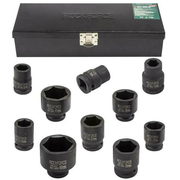 Sada rázových nástavců Rockforce 3/4" 17-46 mm 6-hranné CR-Mo v kufru