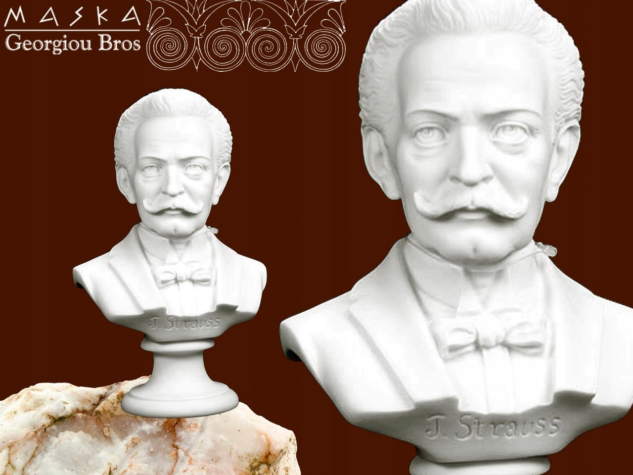 Strauss busta – grécky alabaster