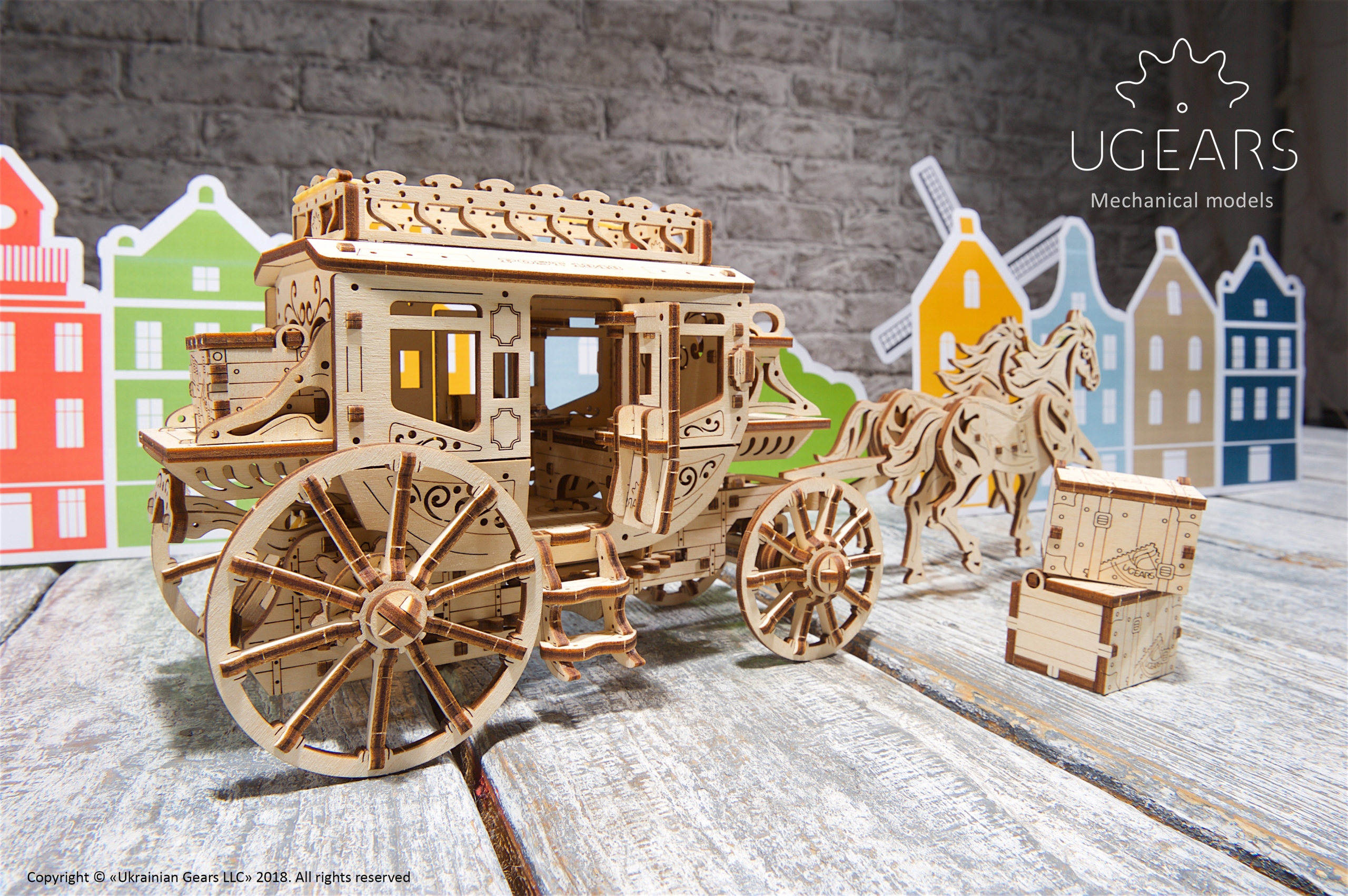 Puzzle 3D Drewniane Dyliżans Pocztowy uGEARS Materiał drewno