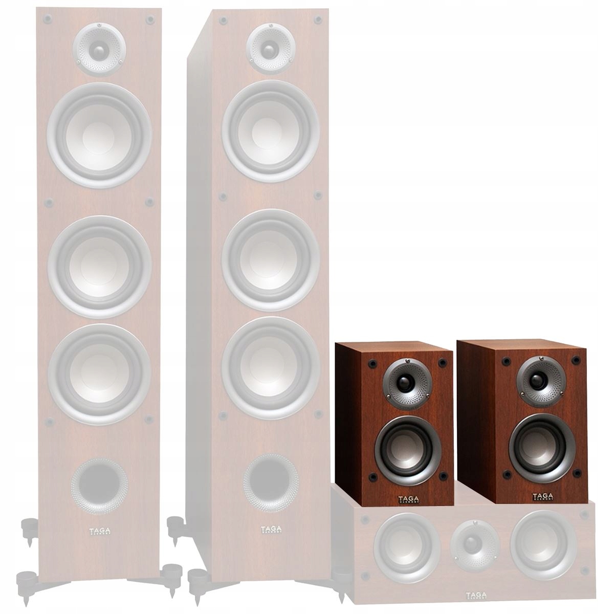 TAGA HARMONY TAV607F +C +S ZESTAW KINO DOMOWE 5.0 Kolor orzech