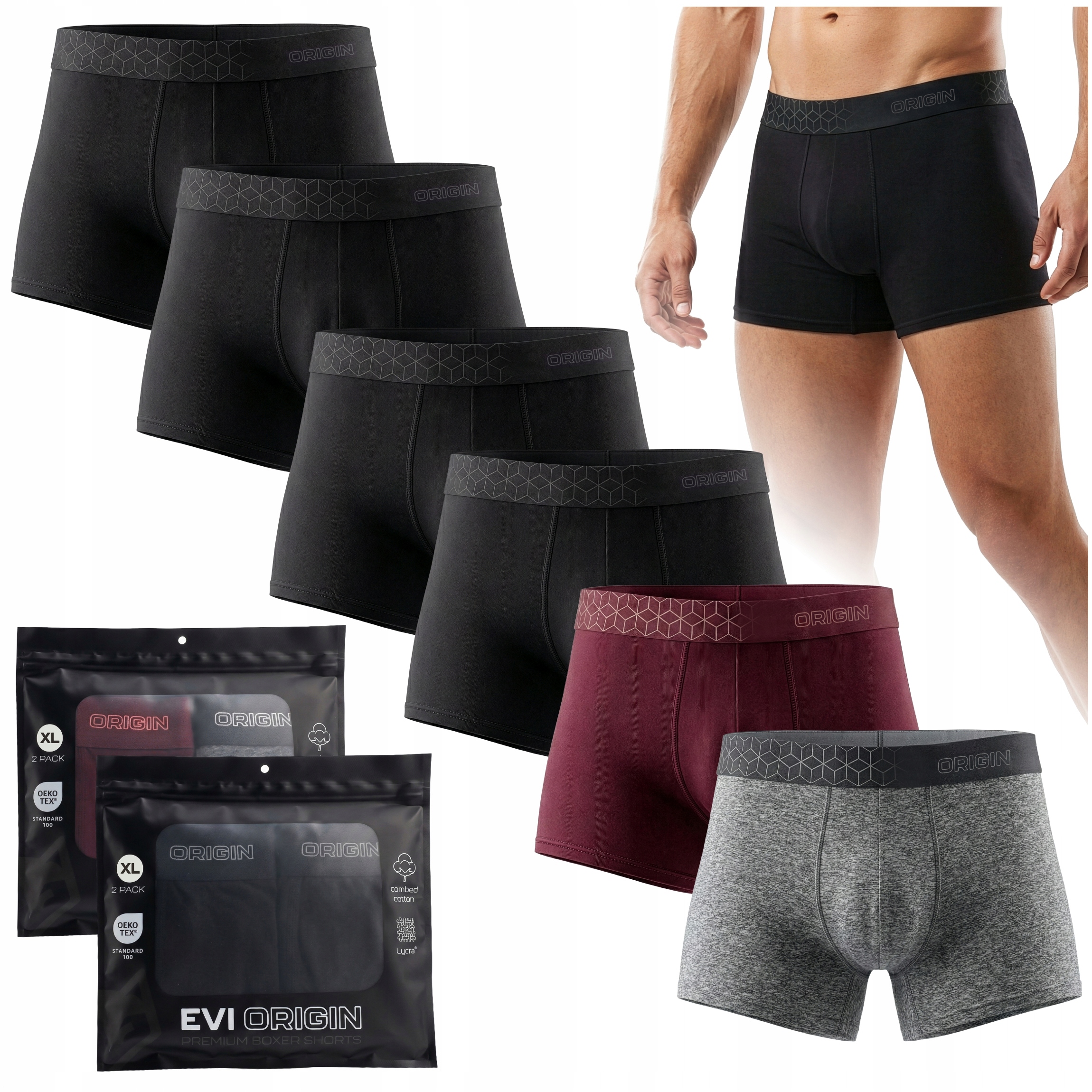 Pánské Boxerky Premium Bavlna Česané Slipy Balení 6 Kusů Pohodlné Prodyšné XL
