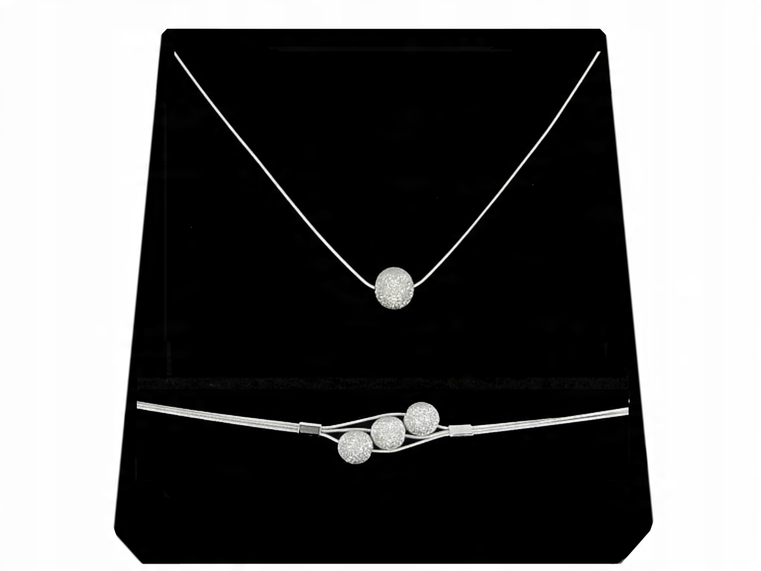

Srebrny Komplet Kulki Diamentowane srebro 925