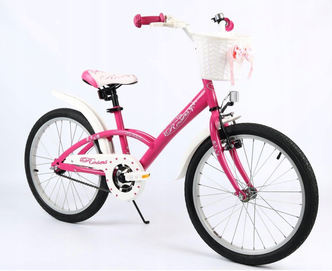 Rower dla dziewczynki Roses 20 " różowy koszyk błotniki podpórka Pl