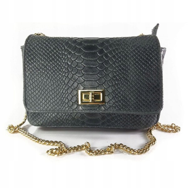 Krásná Taška Z Italské Kůže – Hadí Kůže V Nádherném Odstínu Grafitu