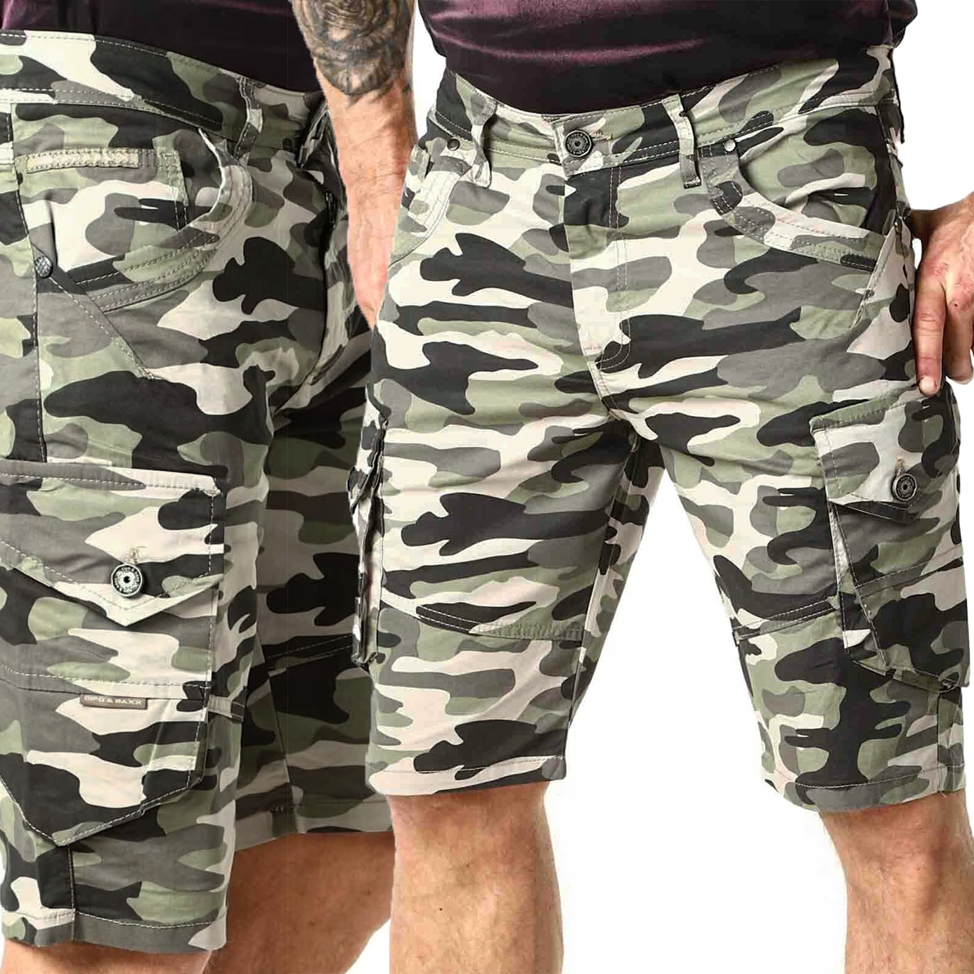 Kraťasy Kapsáče Bavlněné Cipo Baxx Maskáčový Kamufláž Kapsy