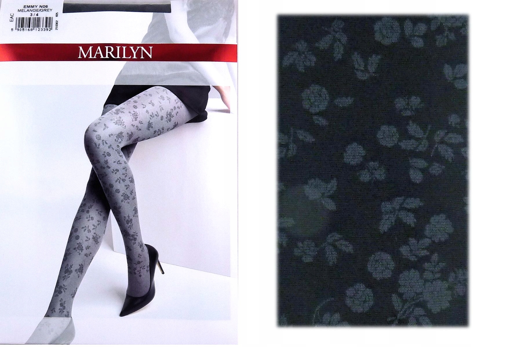 

Marilyn Emmy N06 R3/4 rajstopy kwiaty black Wyprze