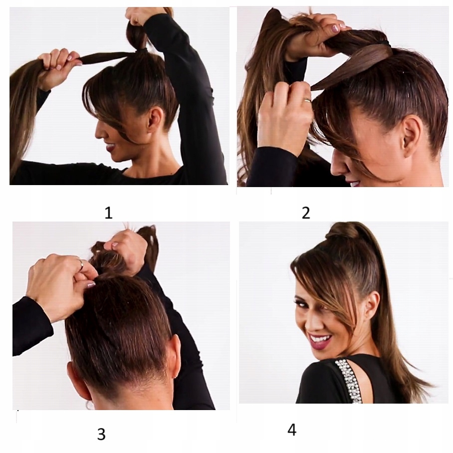 DOCZEPIANY KUCYK Z ELASTYCZNYM DRUTEM 82 CM #4 Kolor włosów ciemny brąz