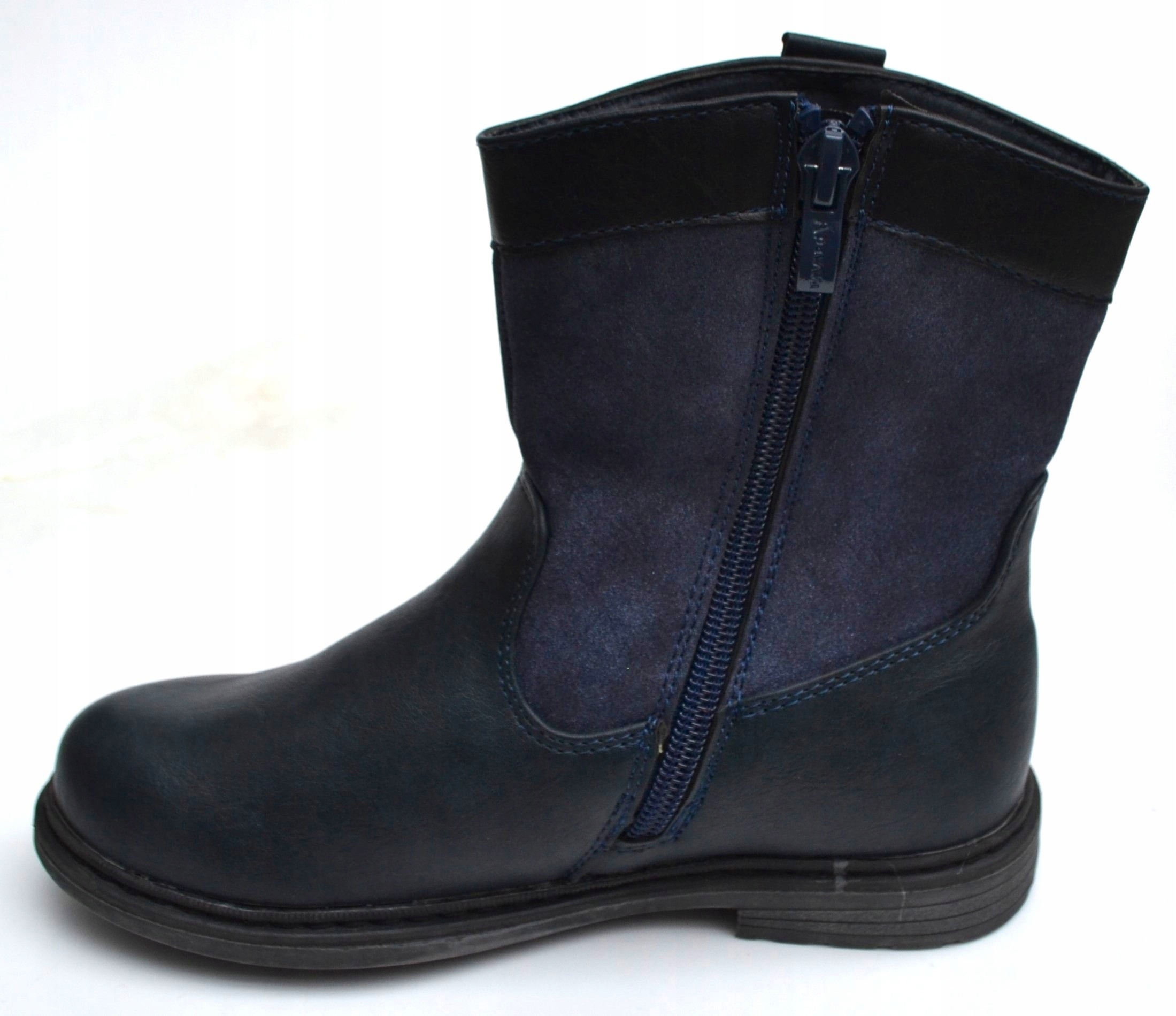 KOZAKI botki kozaczki lekko ocieplane zamek R-34-21cm Kolor niebieski