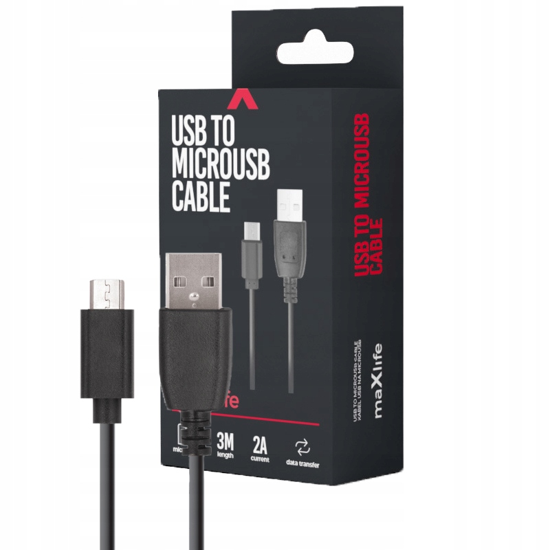 

Maxlife Kabel Ładowarka 2A 3m Usb do Micro Usb