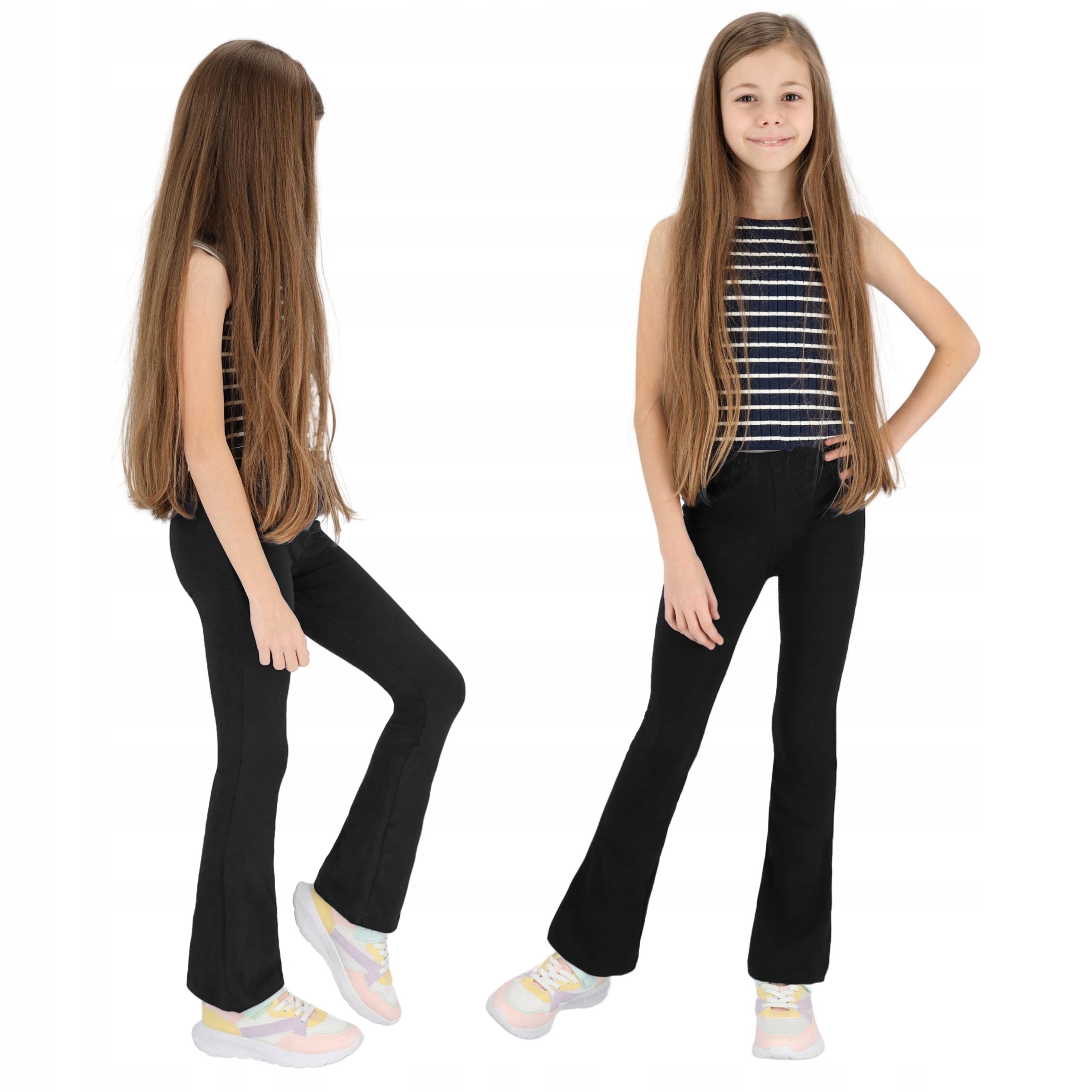 SPODNIE DZWONY DLA DZIECI BAWEŁNIANE DRESY 140