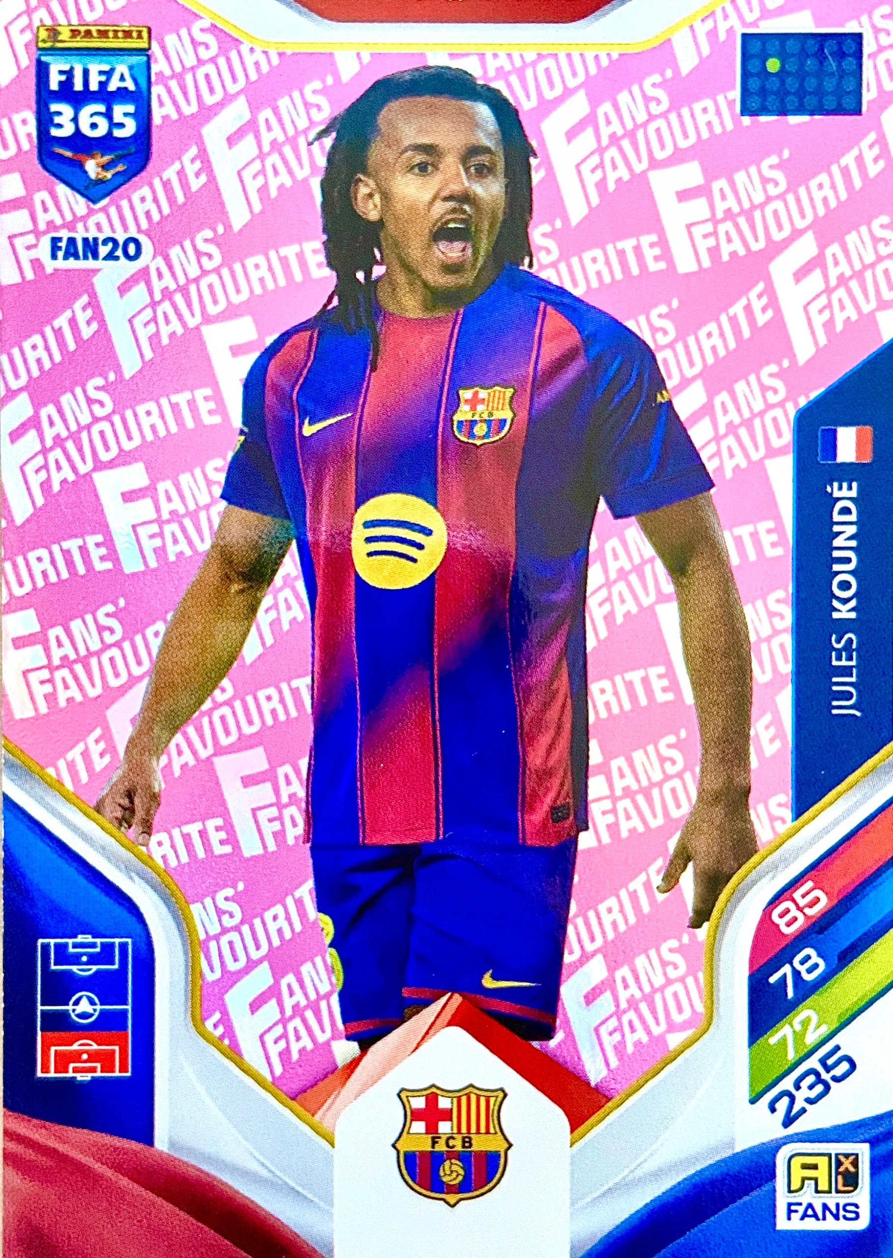 Panini Fifa 365 2026 Fans Favourite pink FAN20 Jules Kounde Barcelona