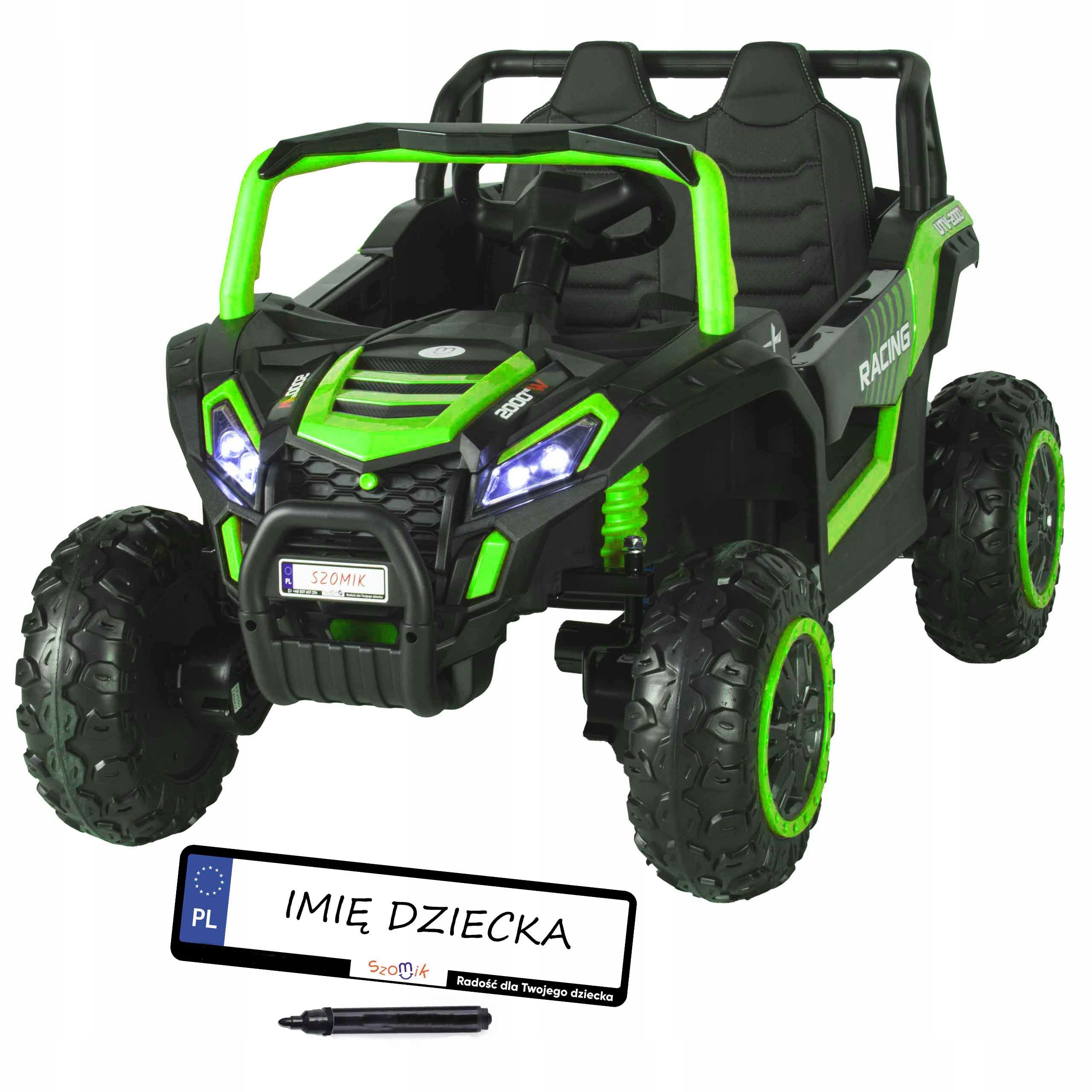 Auto na Akumulator dla dzieci Buggy Utv 4x4 12 V Skóra LEDy Pilot 2.4G