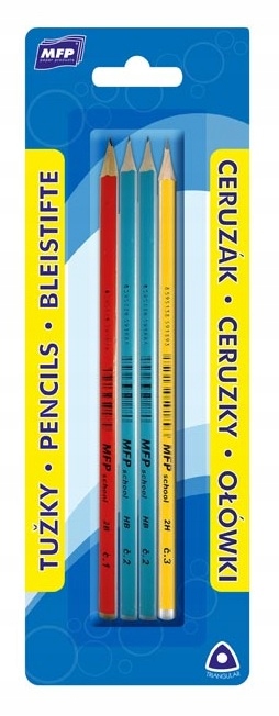 OŁÓWEK TRÓJKĄTNY ZESTAW 4 szt. 2xHB 2H 2B