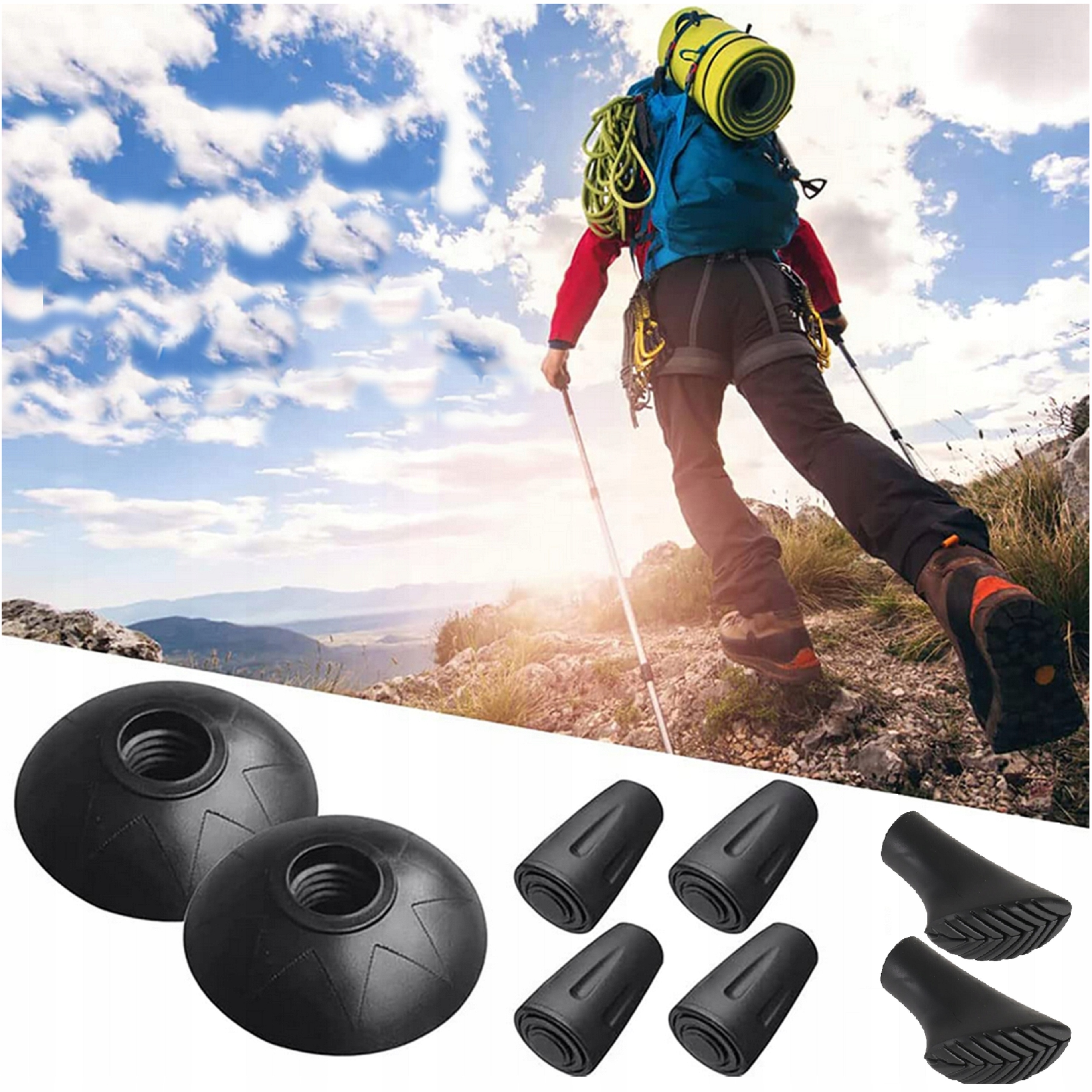 KIJKI DO CHODZENIA NORDIC WALKING KIJE TREKKINGOWE Z KOMPASEM + 3 NAKŁADKI Liczba segmentów 3