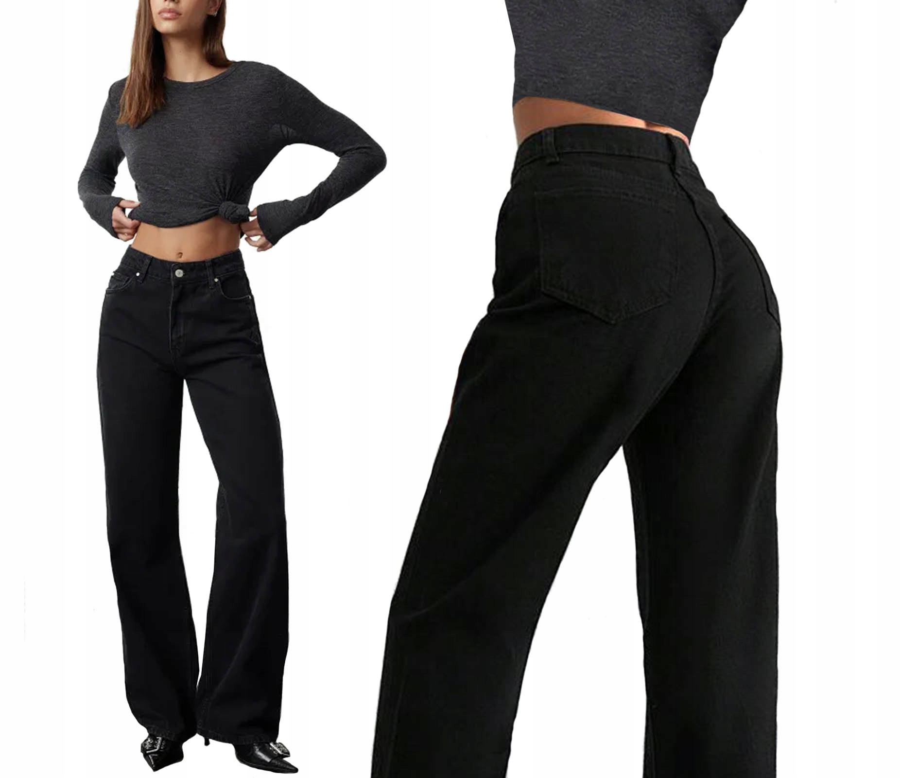 Dámské Široké Džínové Kalhoty Švédského Střihu Elastické S Rovnými Širokými Nohavicemi (wide Leg)